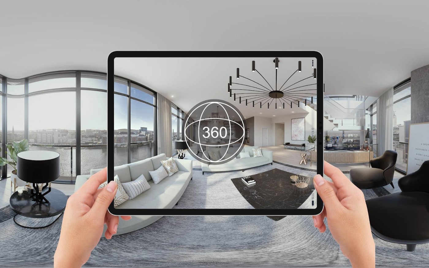 Ejemplo ilustrativo de cómo funciona un recorrido virtual 360° en tablet